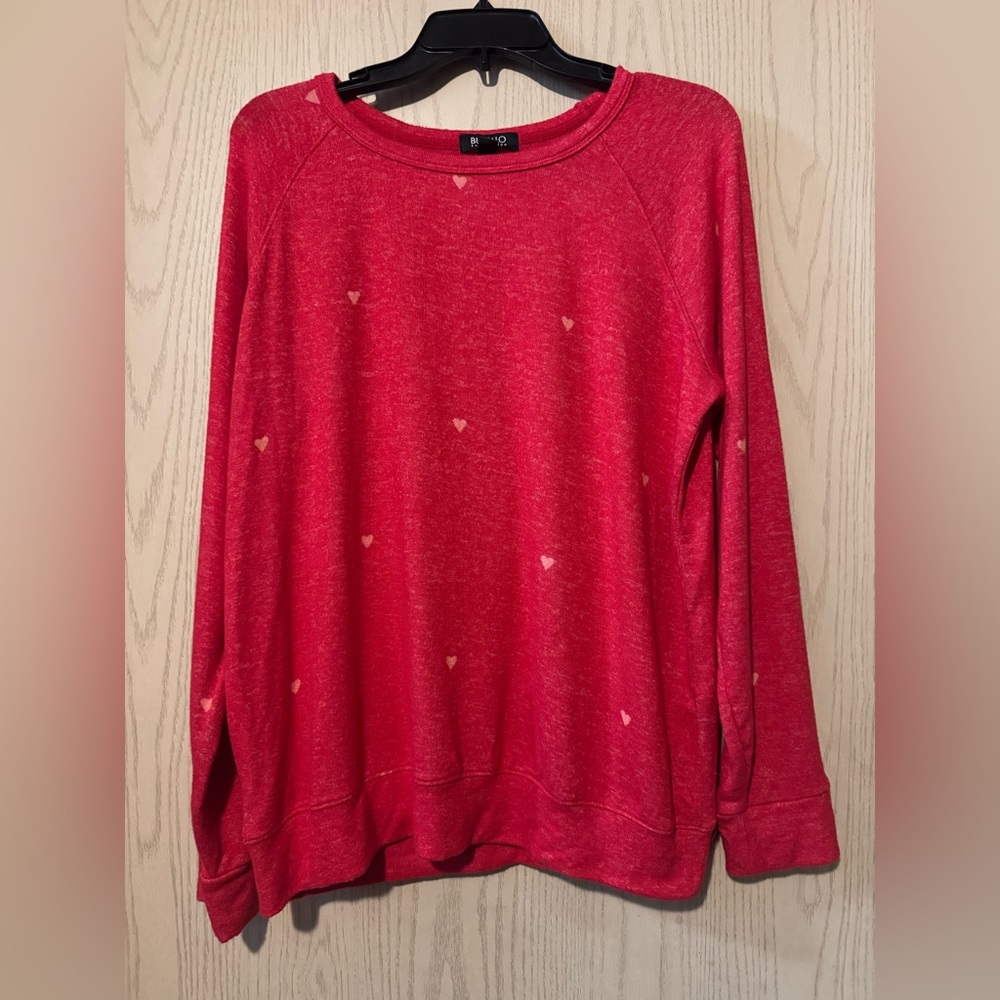 Buffalo David Bitton Red w/ Pink Hearts Long Sleeve Shirt size L